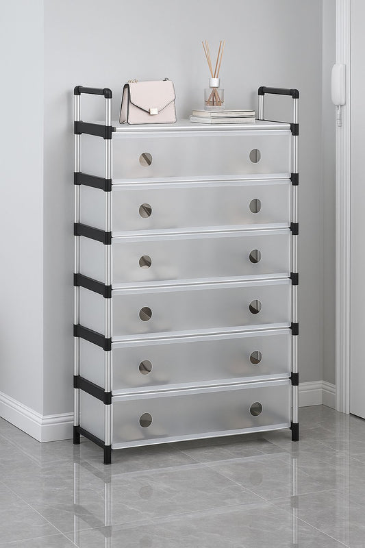 Organiseur de chaussures design en aluminium – Multicouche & anti-poussière
