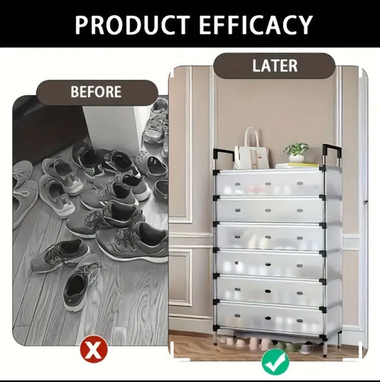 Organiseur de chaussures design en aluminium – Multicouche & anti-poussière